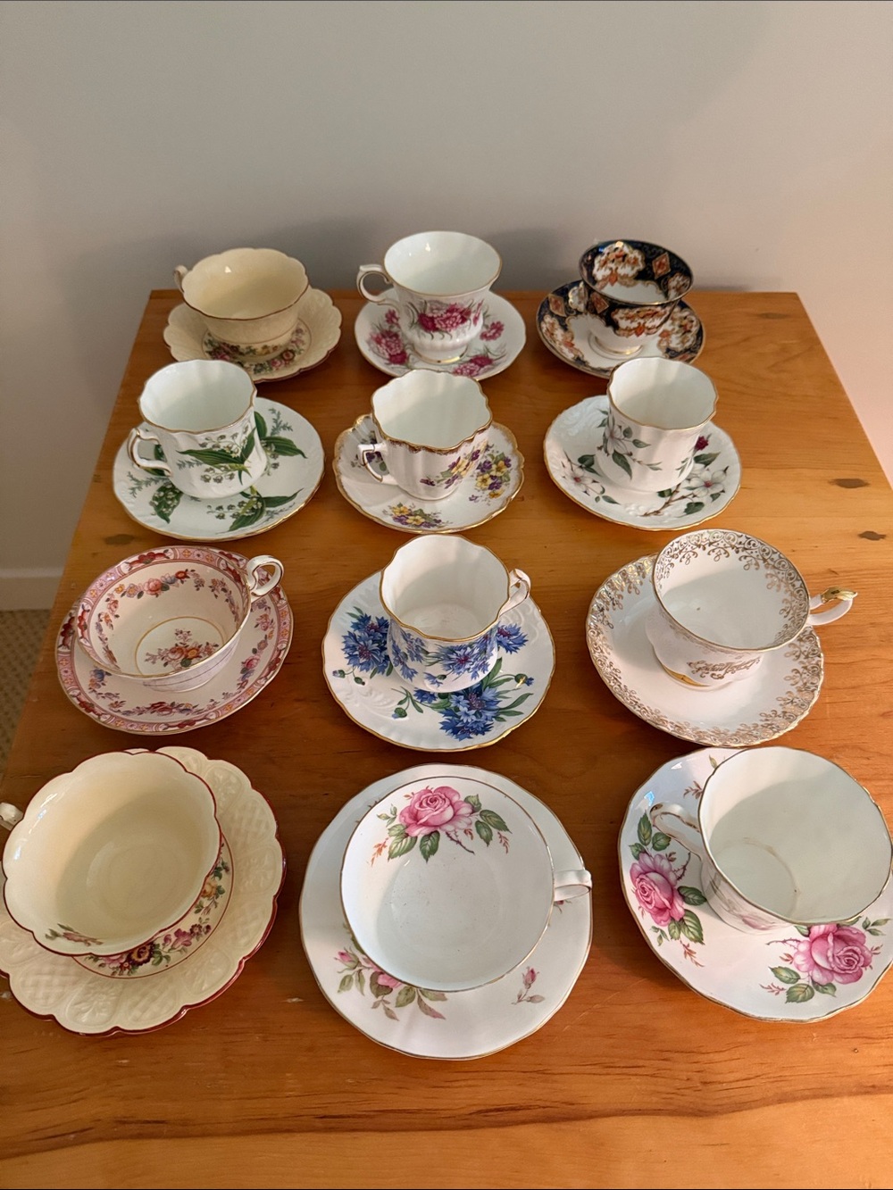 12 Assorted Floral Porcelain Teacup and Saucer